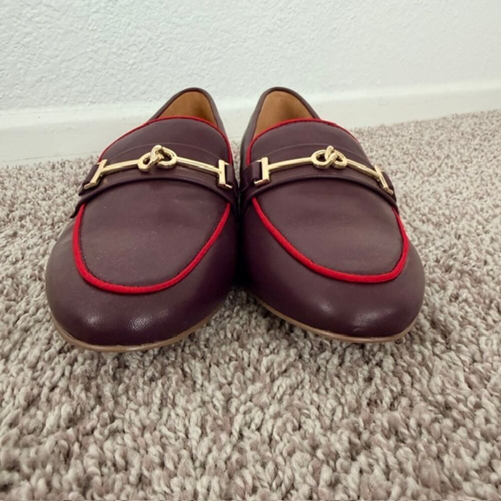 Talbots Rich Burgundy Ryan Bit Piping 1/2" Heel Loafers Women's 9M New In Box - Picture 6 of 12